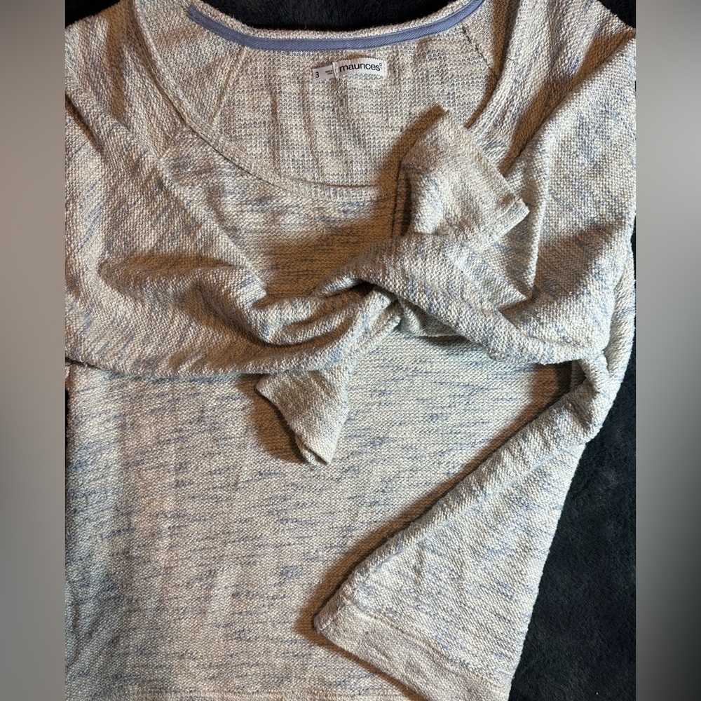 Maurice's cream, light blue and silver sweater size 3